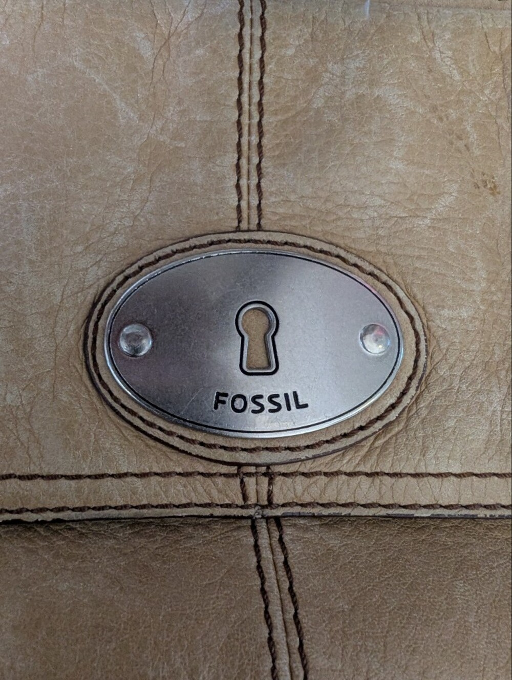 Fossil Beige Tan Leather Shoulder Bag - Picture 3 of 12